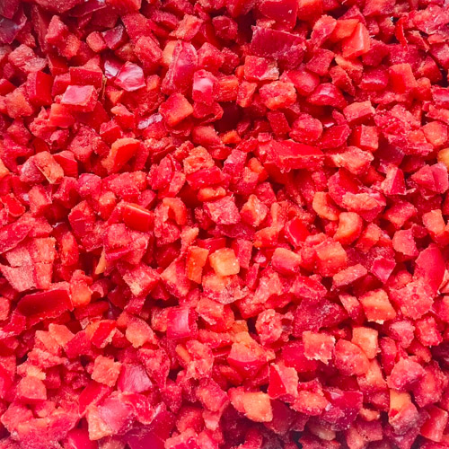 IQF organic diced red peppers